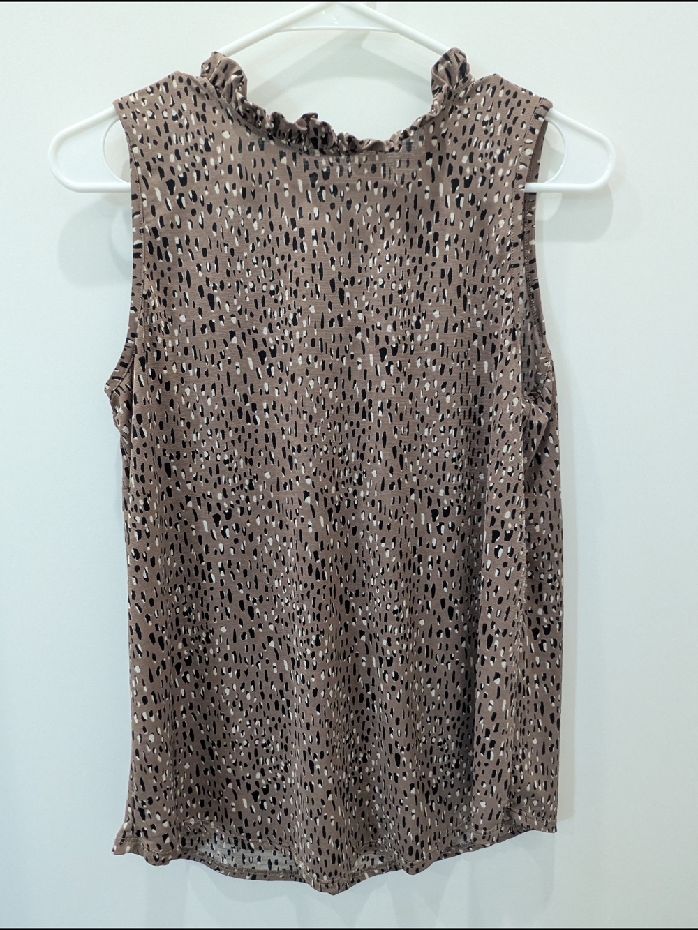 mts Leopard Ruffle-Neck Sleeveless Camisole